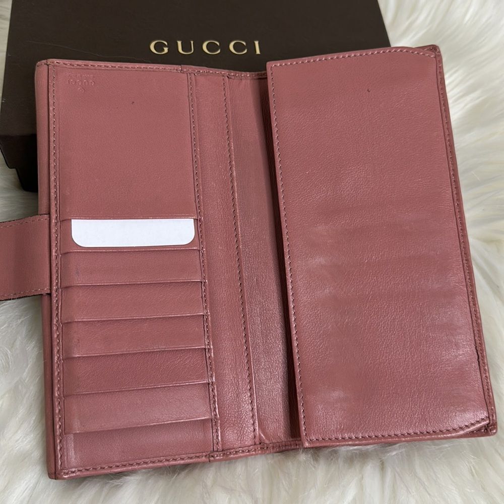 Gucci GG Canvas Pink Leather Heart Bifold Long Wallet with Box - Picture 11 of 15